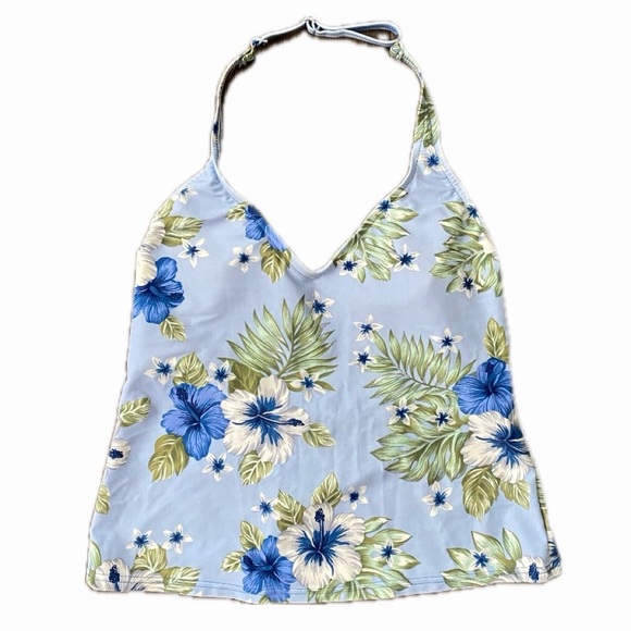 Tropical Floral Print Halter Tank Top - Picture 3 of 6